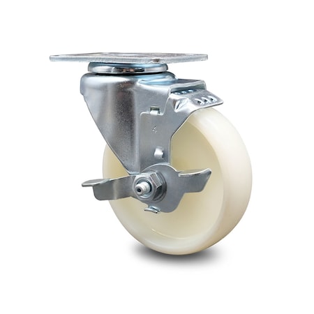 Service Caster 4 Inch Nylon Wheel Swivel Top Plate Caster with Brake SCC-20S414-NYS-TLB-TP3